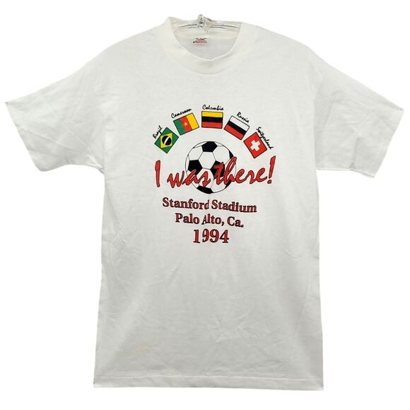 Fruit of the Loom 90s USA Soccer Graphic Tee Shirt Vintage World Cup Style - Picture 1 of 12
